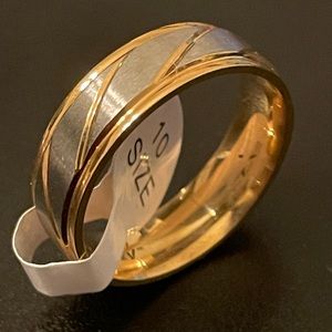 6mm silver gold titanium ring size 10